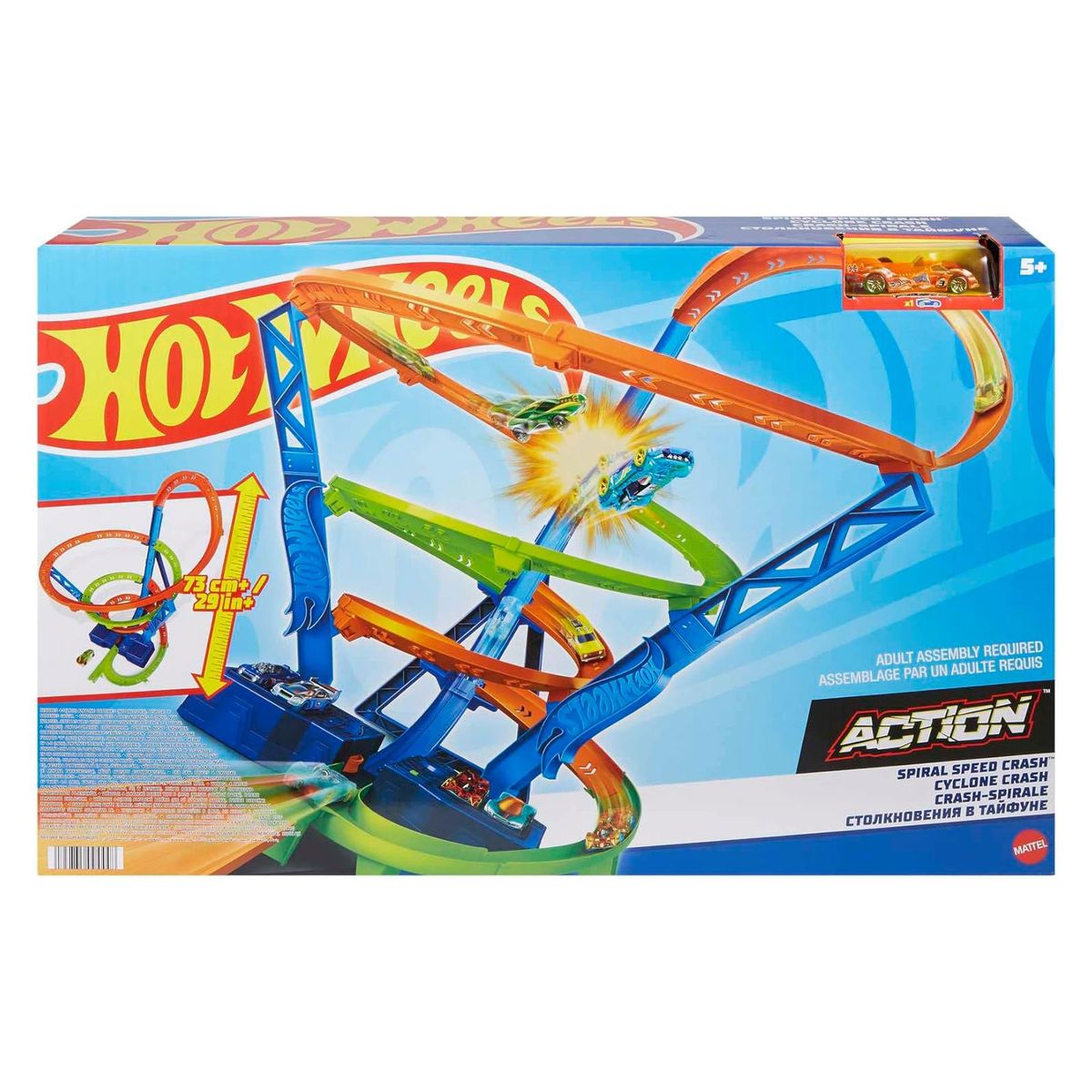 Mattel HJT51 - Hot Wheels - Action - Crash-Spirale, Spielset mit einem zuf&auml;lligen Fahrzeug - Bild 1