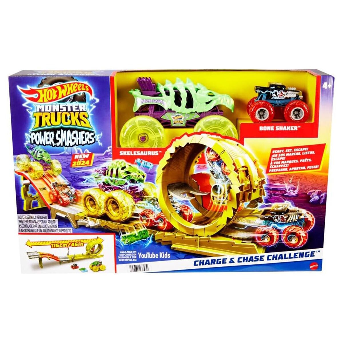 Mattel HXT05 – Hot Wheels – Monster Trucks – Power Smashers – Power Verfolgungsjagd, Spielset mit zwei Fahrzeugen | 00194735237470
