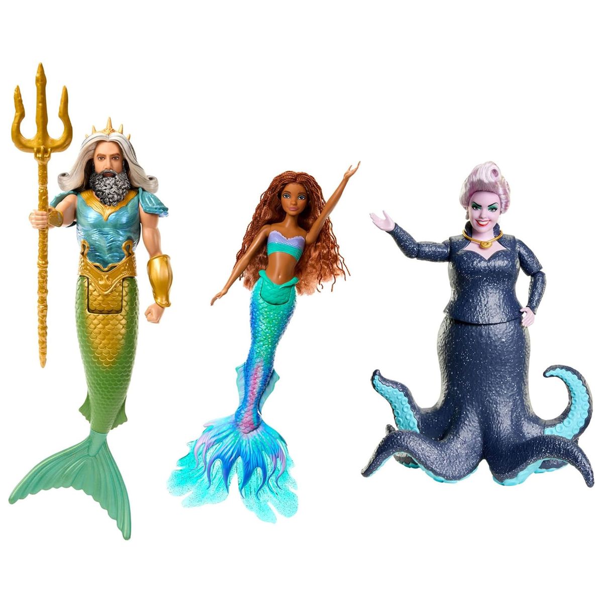 Mattel HND28 - Disney The Little Mermaid - Arielle die Meerjungfrau, K&ouml;nig Triton mit Ariel und Ursula Spielfiguren, ca. 30 cm - Bild 1