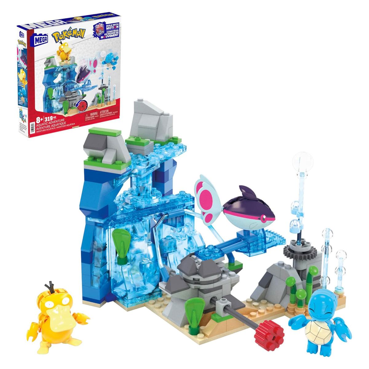 Mattel HXF79 - Mega - Pok&eacute;mon - Wasserabenteuer mit Schiggy, Enton & Finneon - Bauset mit 319 Teilen - Bild 1