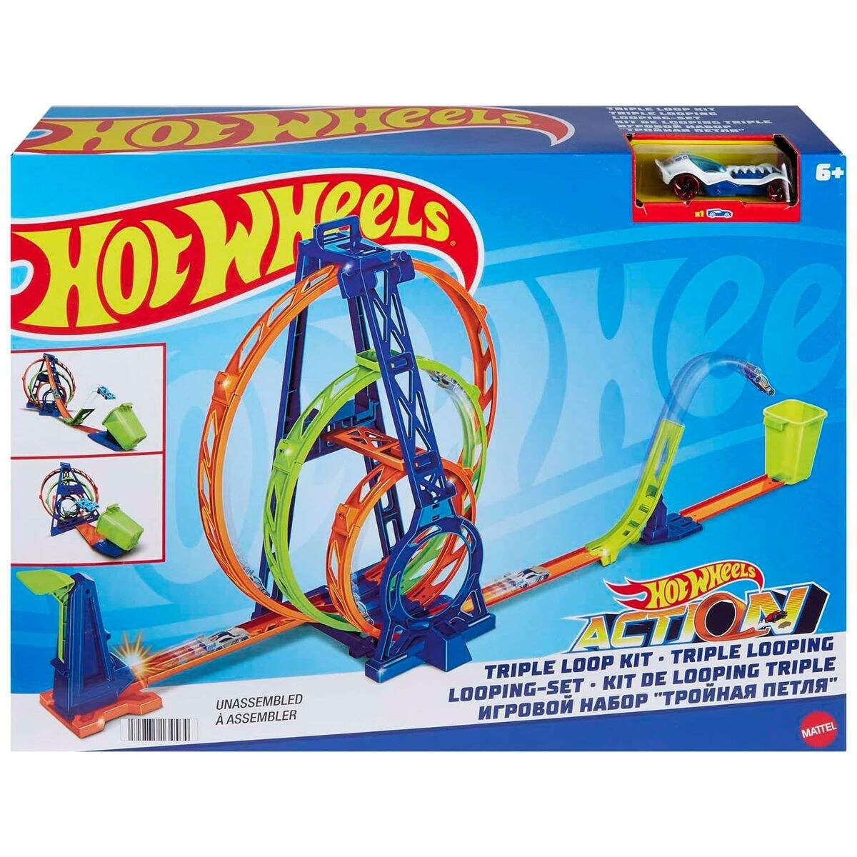 Mattel HMX38 – Hot Wheels – Tripple Looping-Set inkl. 1 Fahrzeug | 00194735134588