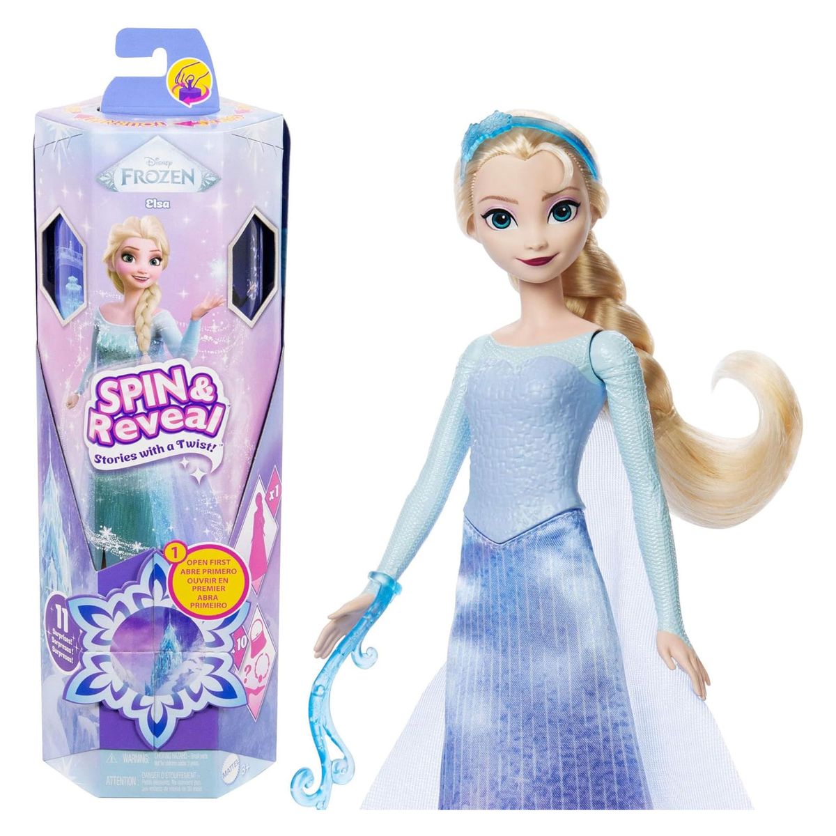 Mattel JBG59 - Disney Frozen - Spin & Reveal - Puppe mit 10 &Uuml;berraschungen und Mode-Accessoires, Elsa - Bild 1