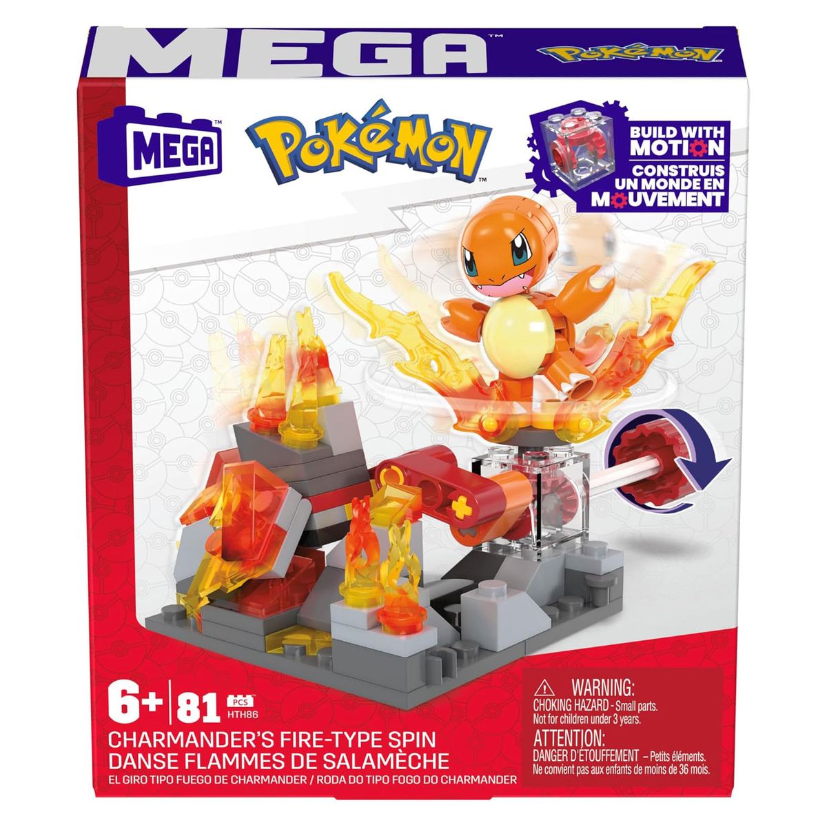 Mattel HTH86 - Mega - Pok&eacute;mon - Glumandas feurige Drehung, Bausatz, 81 Teile - Bild 1