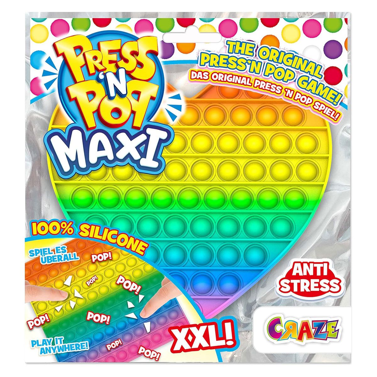 CRAZE 37454 - Press&acute;n Pop Maxi - Plopp-Spa&szlig; Herz XXL, Stressabbau - Bild 1
