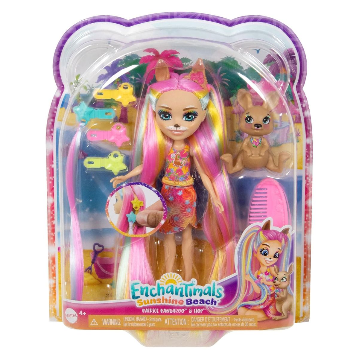 Mattel HTJ70 - Enchantimals - Sunshine Beach - Puppe mit Zubeh&ouml;r und Tierfreund, Katrice Kangaroo & Hop - Bild 1
