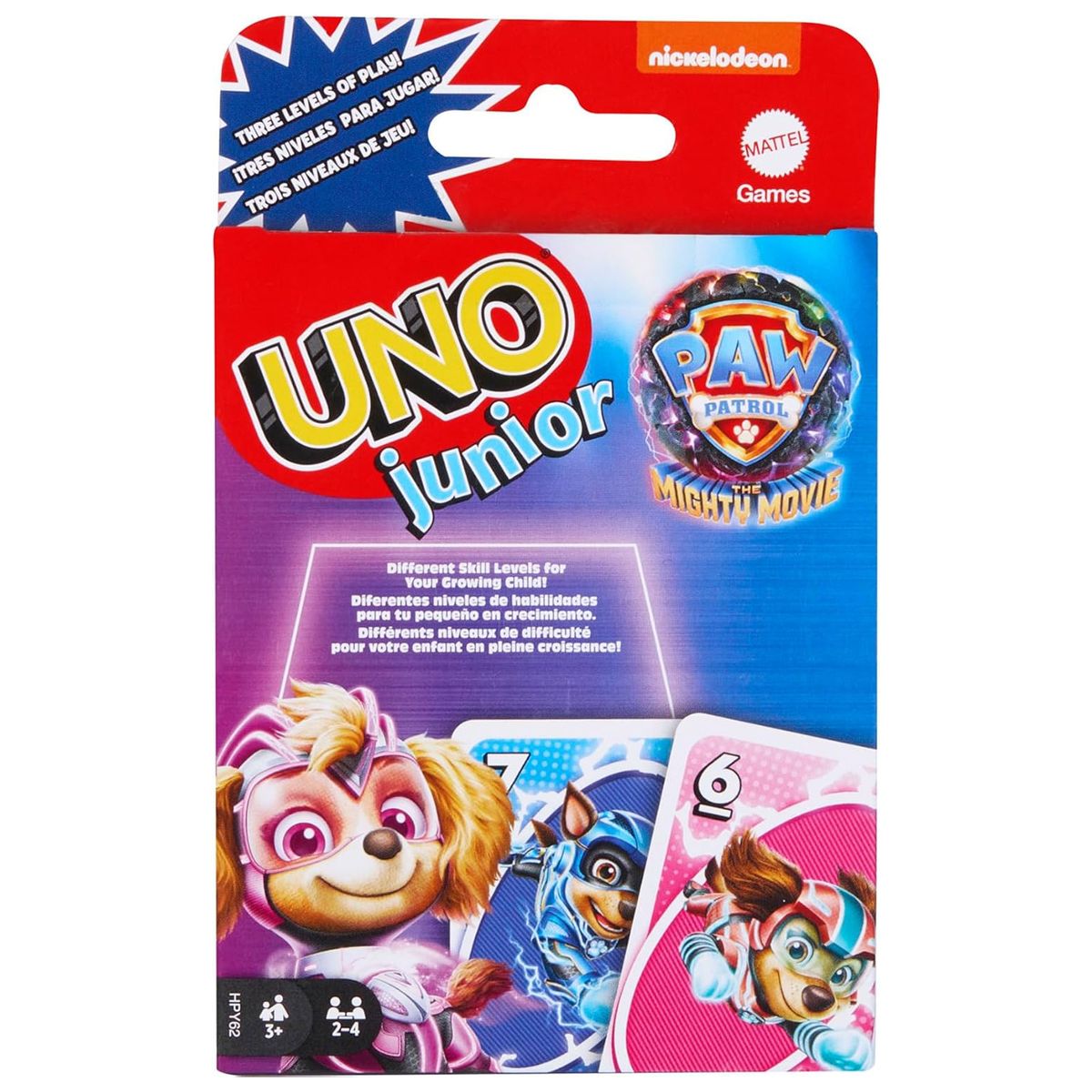 Mattel HPY62 - Mattel Games - Paw Patrol - UNO junior trifft auf "The Mighty Movie", Kartenspiel - Bild 1