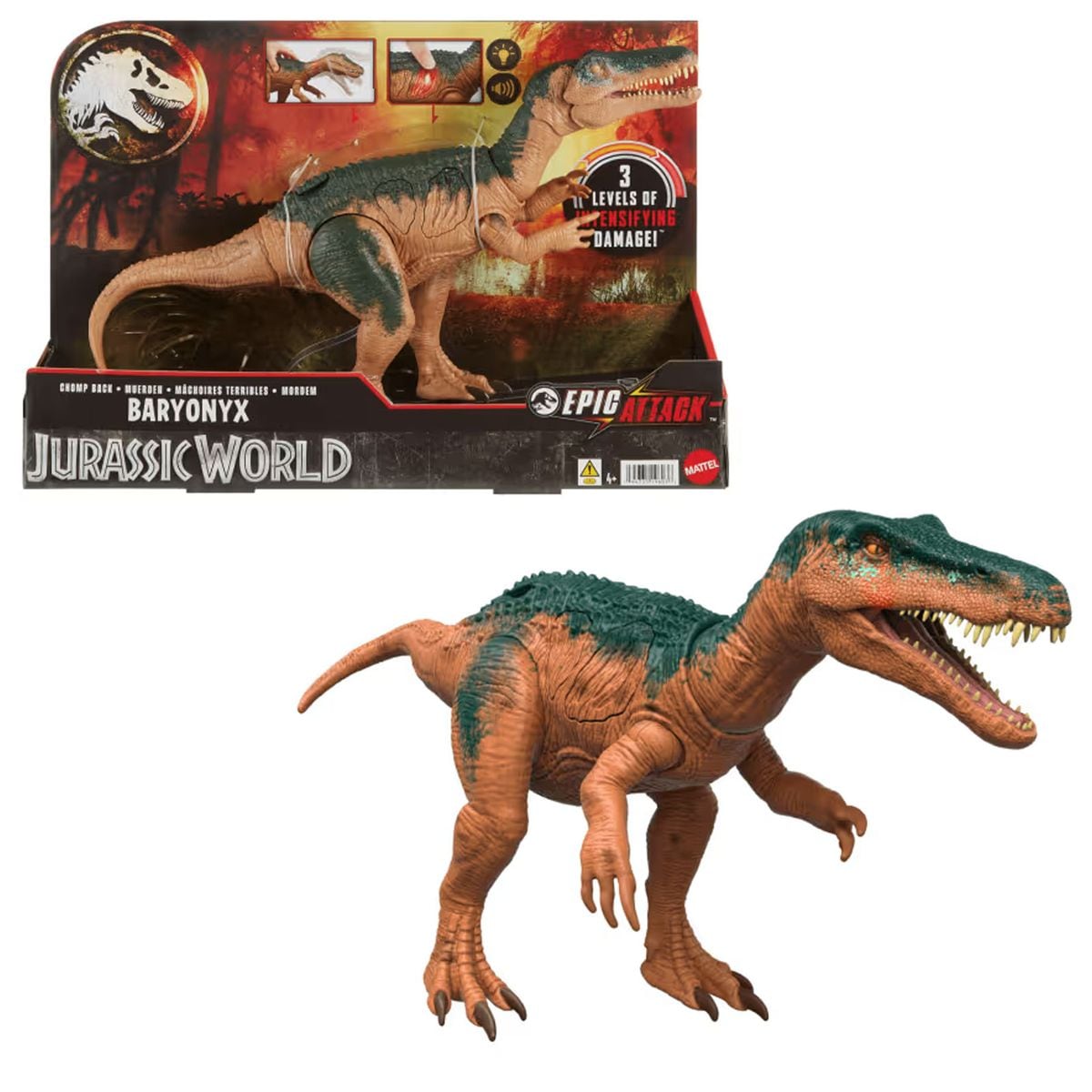 Mattel HTP68 - Jurassic World - Epic Attack Baryonyx Dino mit Sound & Licht - Bild 1