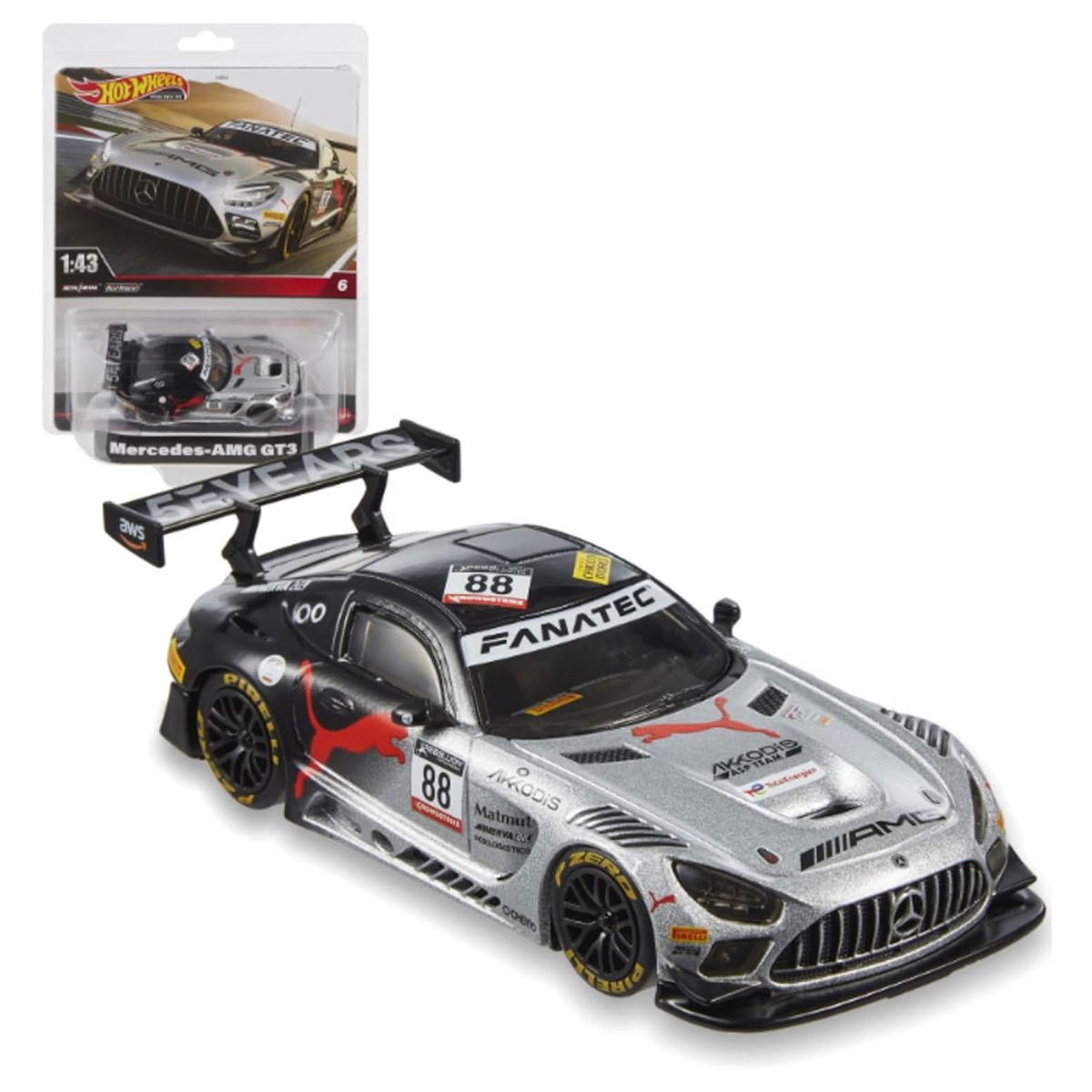 Mattel HMD44 - Hot Wheels - Premium - Die-Cast-Fahrzeug, 1:43, Mercedes-AMG GT3 - Bild 1