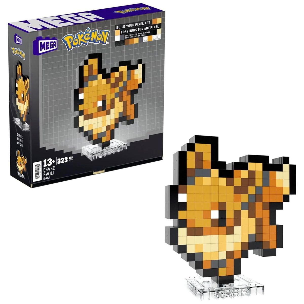 Mattel HTH78 - Mega - Pok&eacute;mon - Evoli Pixel Art Bauset, 323 Teile - Bild 1