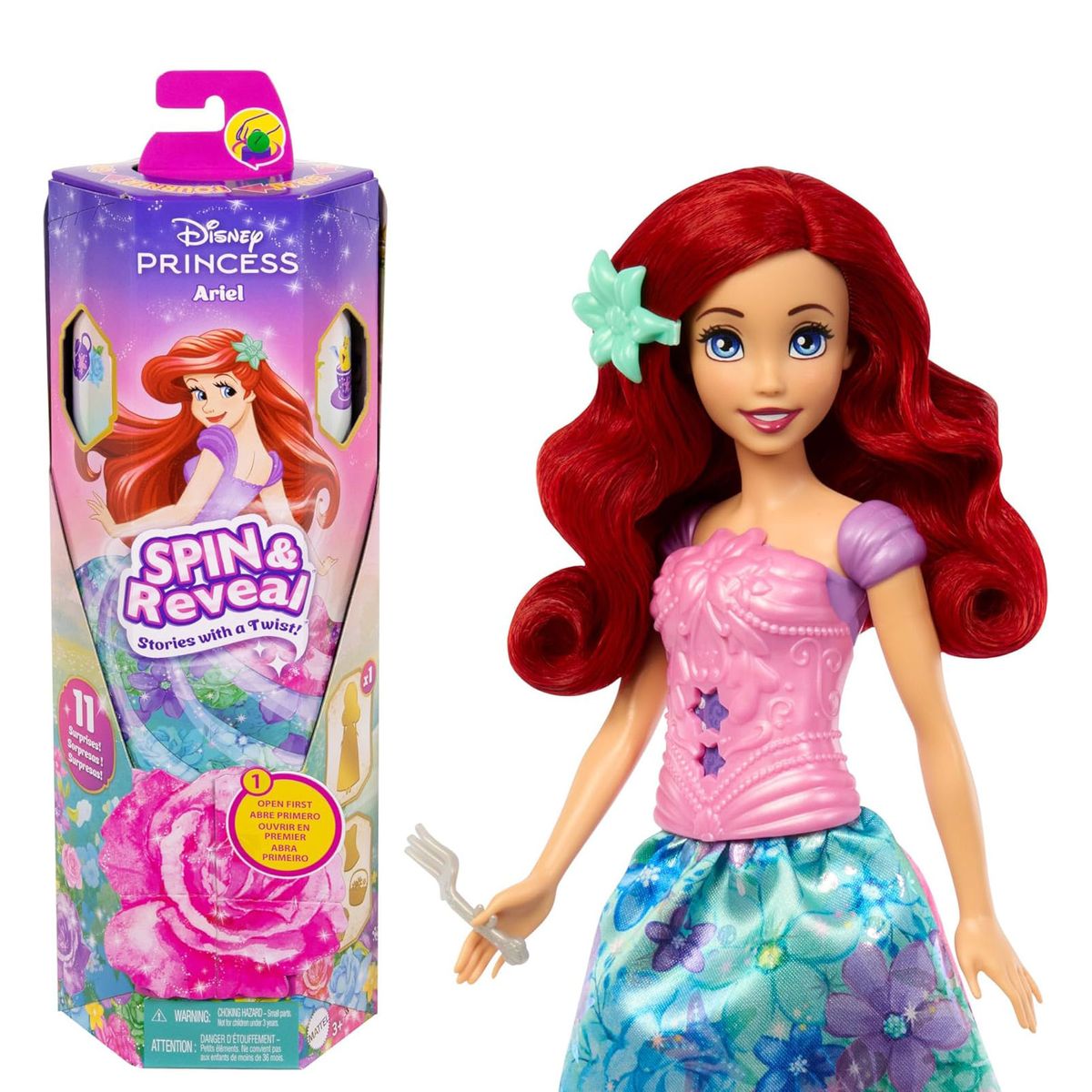 Mattel HTV88 - Disney Princess - Spin & Reveal - Puppe mit zus&auml;tzlichen &Uuml;berraschungen, Arielle - Bild 1