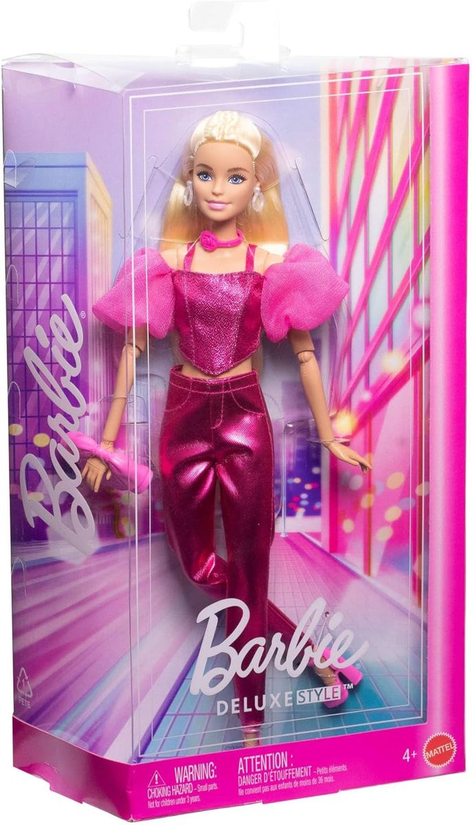 Mattel JFP40 - Barbie - Deluxe Style - Puppe im pinkfarbendem Metallic-Outfit - Bild 1