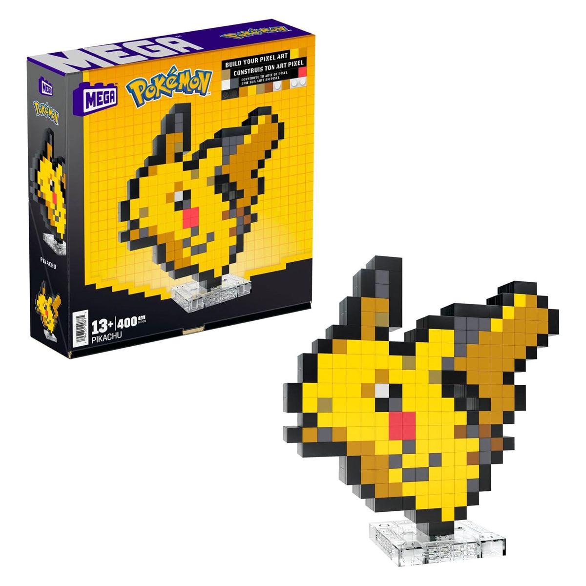 Mattel HTH74 - Mega - Pok&eacute;mon - Pikachu Pixel Art Bauset, 400 Teile - Bild 1