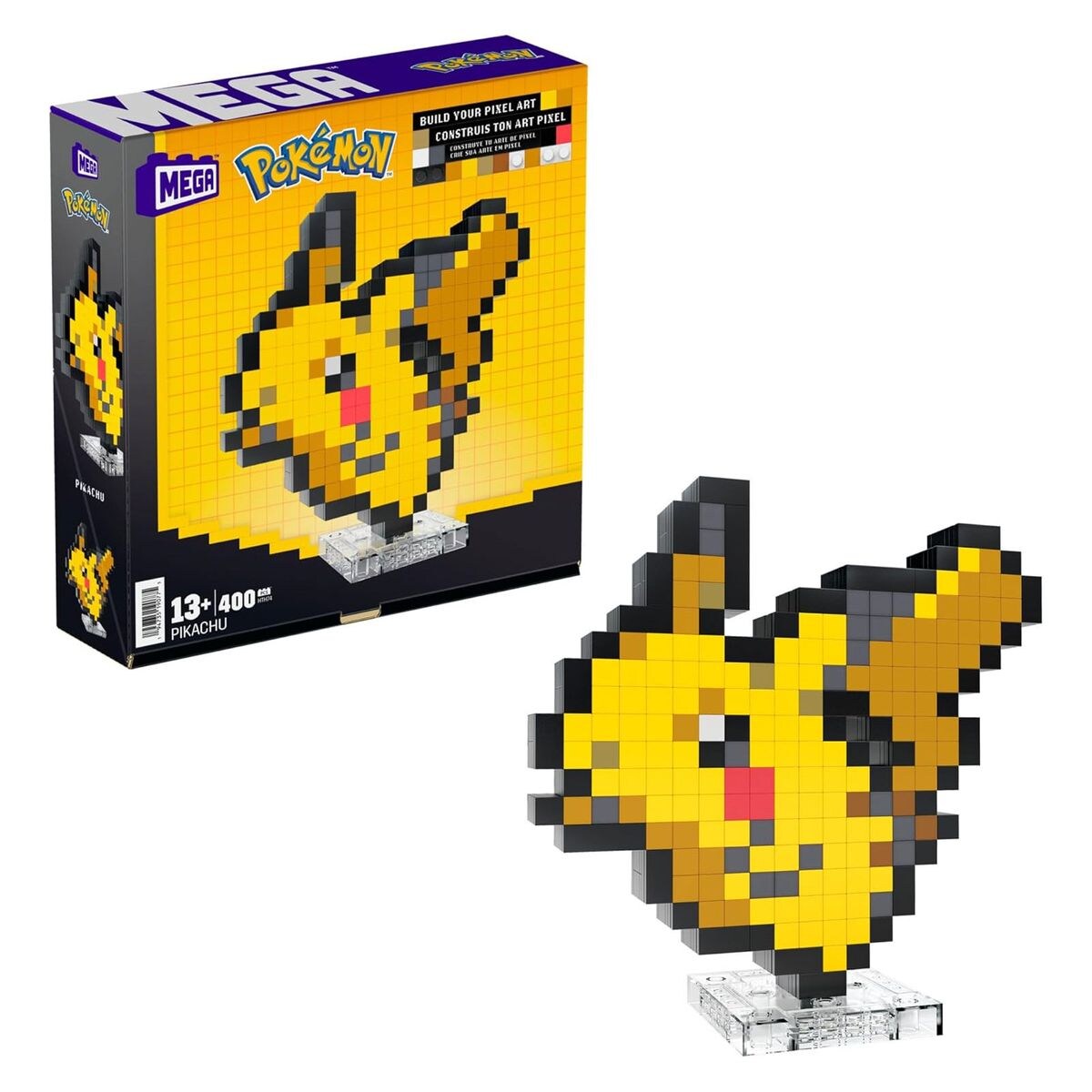 Mattel HTH74 – Mega – Pokémon – Pikachu Pixel Art Bauset, 400 Teile | 00194735190775