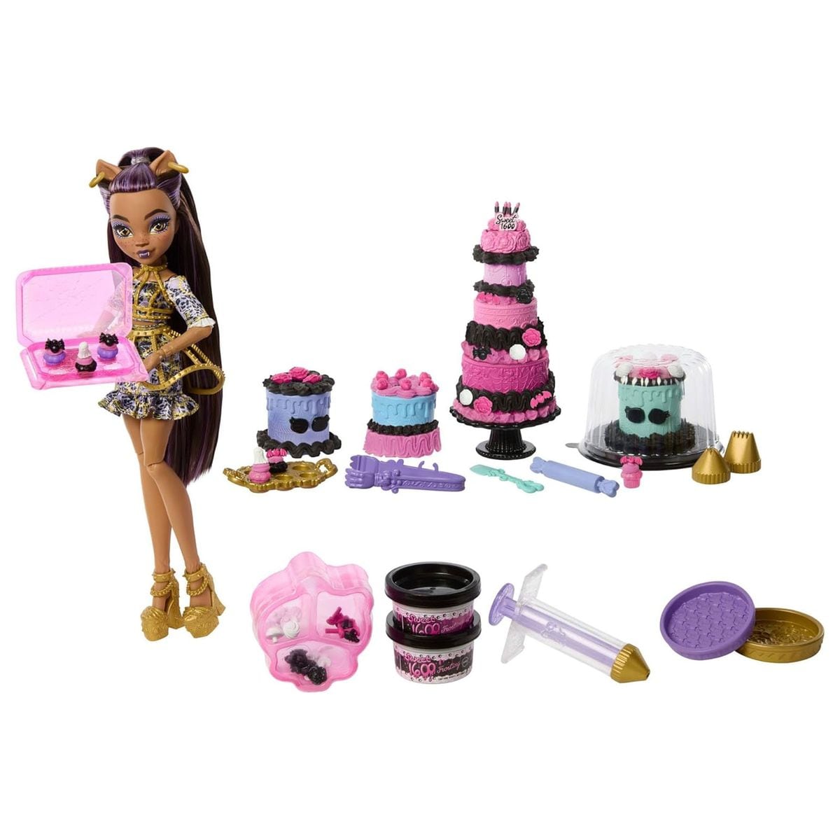 Mattel JBG78 - Monster High - Scary Sweet Birthday &ndash; Tortenset mit Clawdeen Wolf Puppe, &uuml;ber 20 Zubeh&ouml;rteile - Bild 1