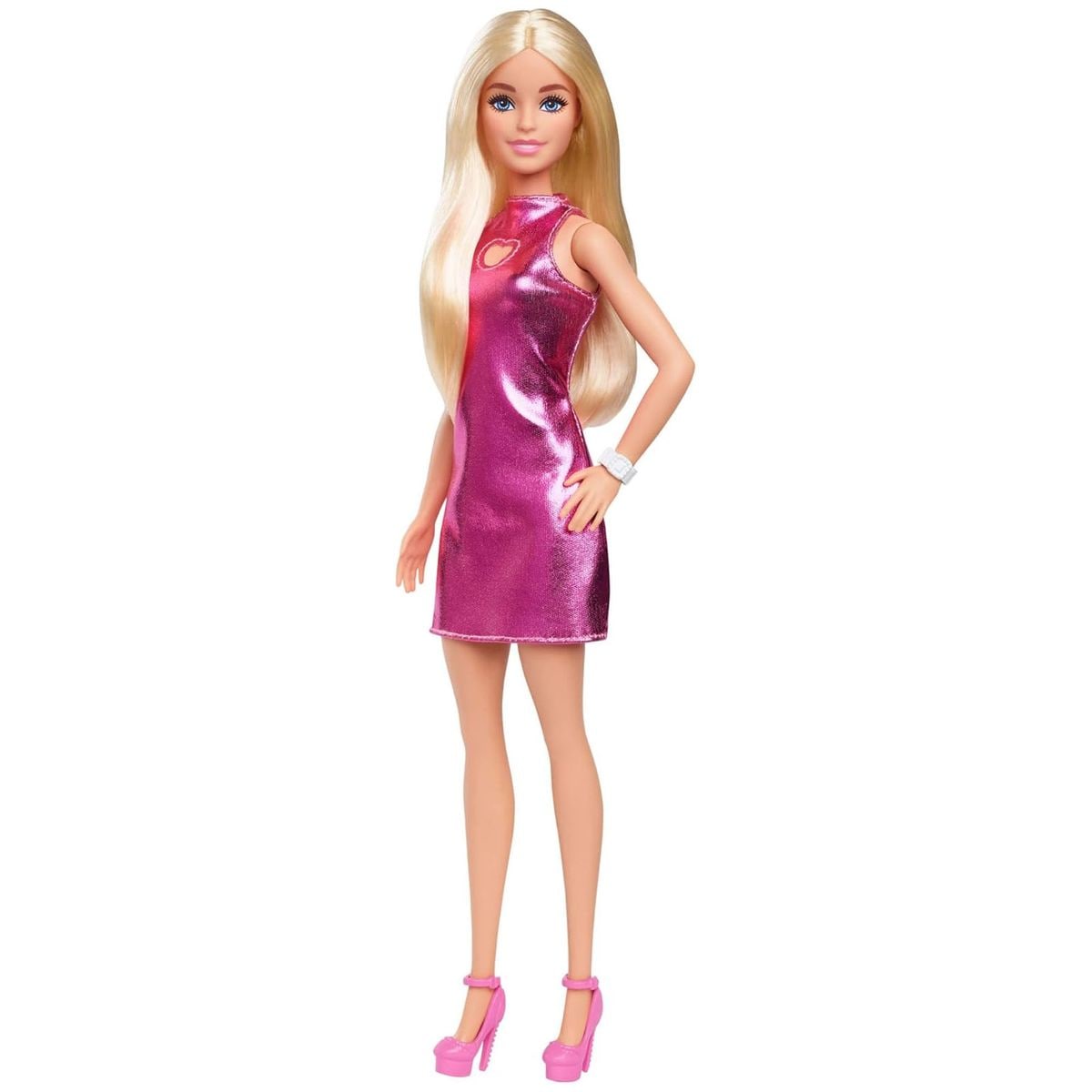 Mattel HYT88 - Barbie - Fashionistas - Puppe mit rosa Metallic-Minikleid - Bild 1