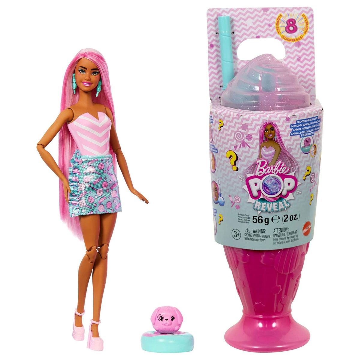 Mattel JFY62 - Barbie - Pop Reveal - Modepuppe mit Haustier, 8 &Uuml;berraschungen, Treat Serie, Farbwechseleffekt - Bild 1
