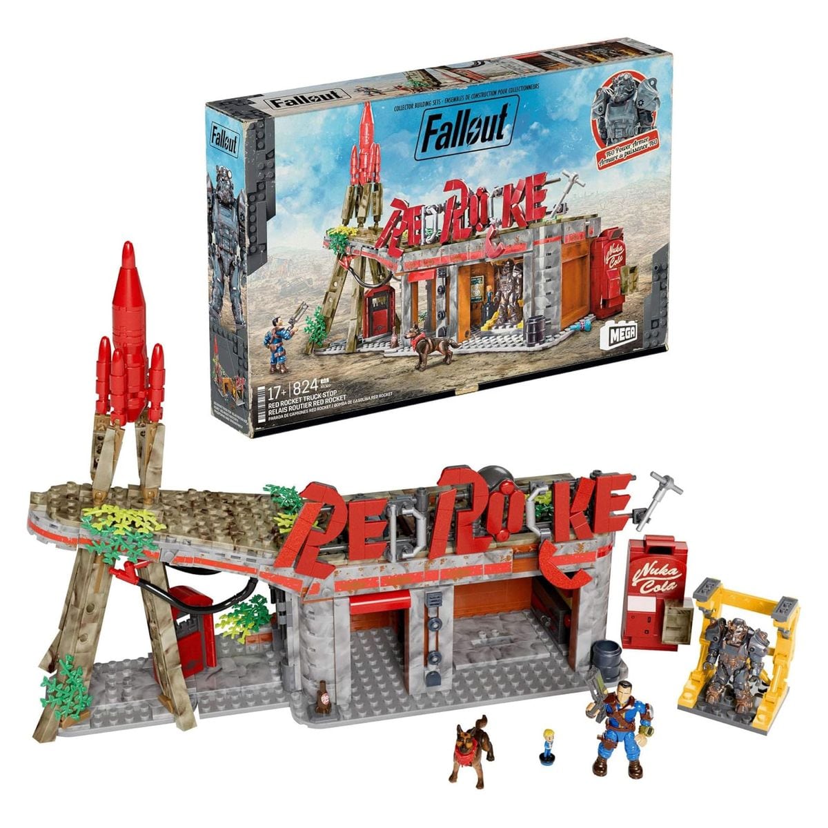 Mattel HXT00 - MEGA - Fallout - Red Rocket Bauset (824 Teile) mit Dogmeat & T-60 Powerr&uuml;stung - Bild 1
