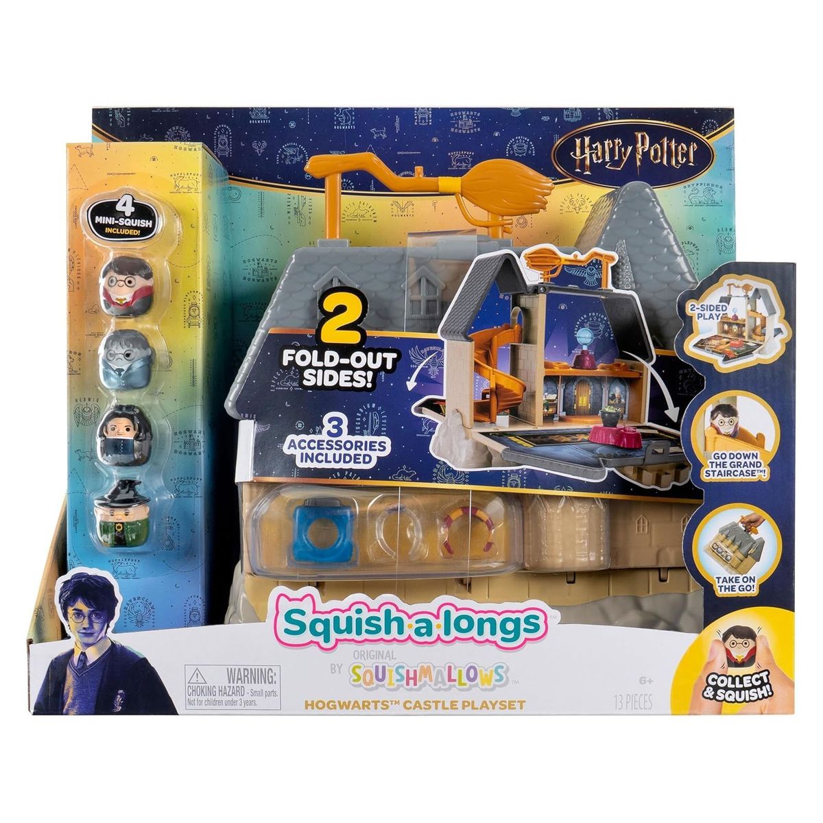 Jazwares SQAL0112 - Harry Potter - Squishmallows - Squish-a-longs - Spielset, 12 teilig, Schloss Hogwarts - Bild 1