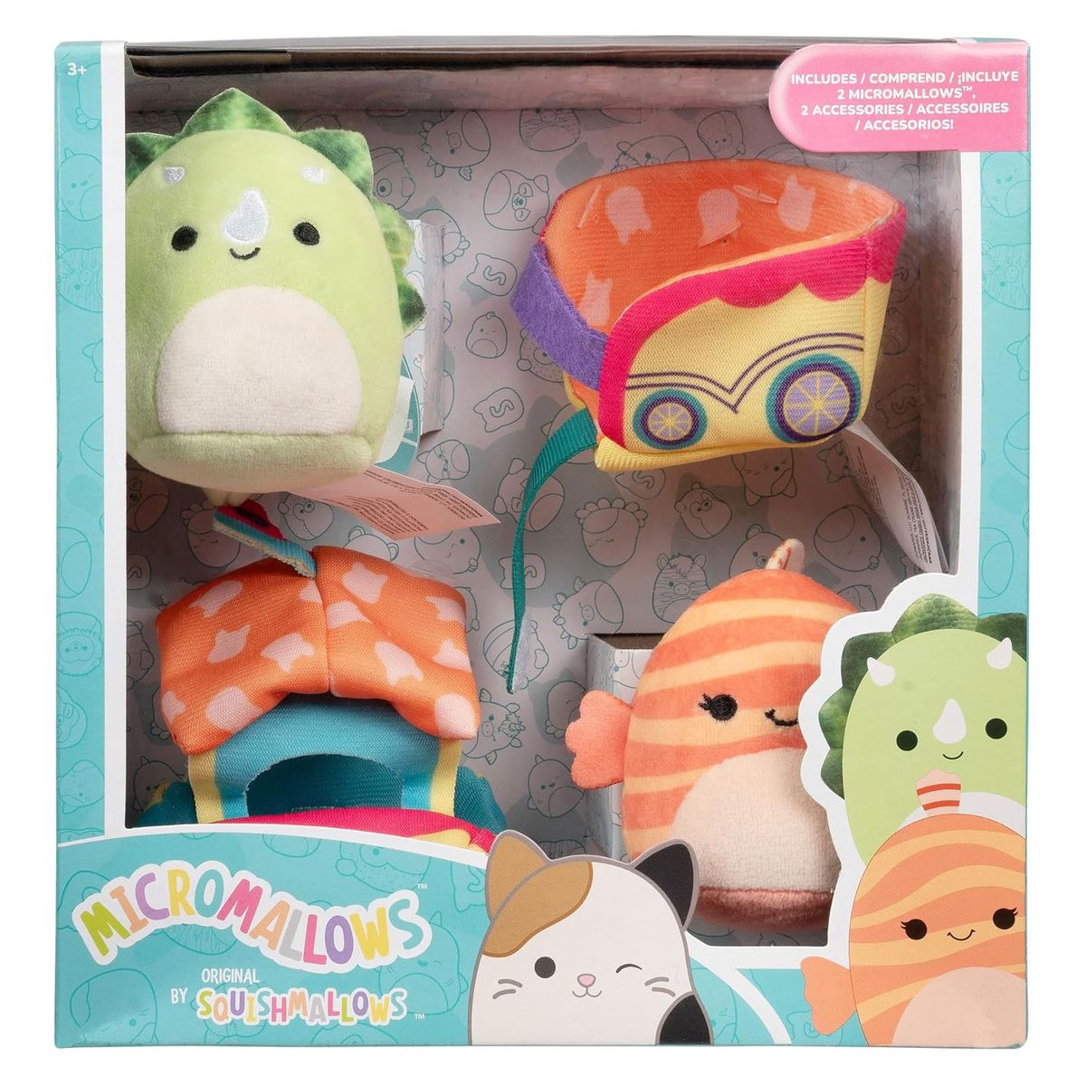Jazwares SQMM0015 - Squishmallows - Micromallows - Accessoire Set &bdquo;Zugfahrt&ldquo;, 2 Mini-Pl&uuml;schfiguren 6,5 cm (Tristan & Lucienne) - Bild 1
