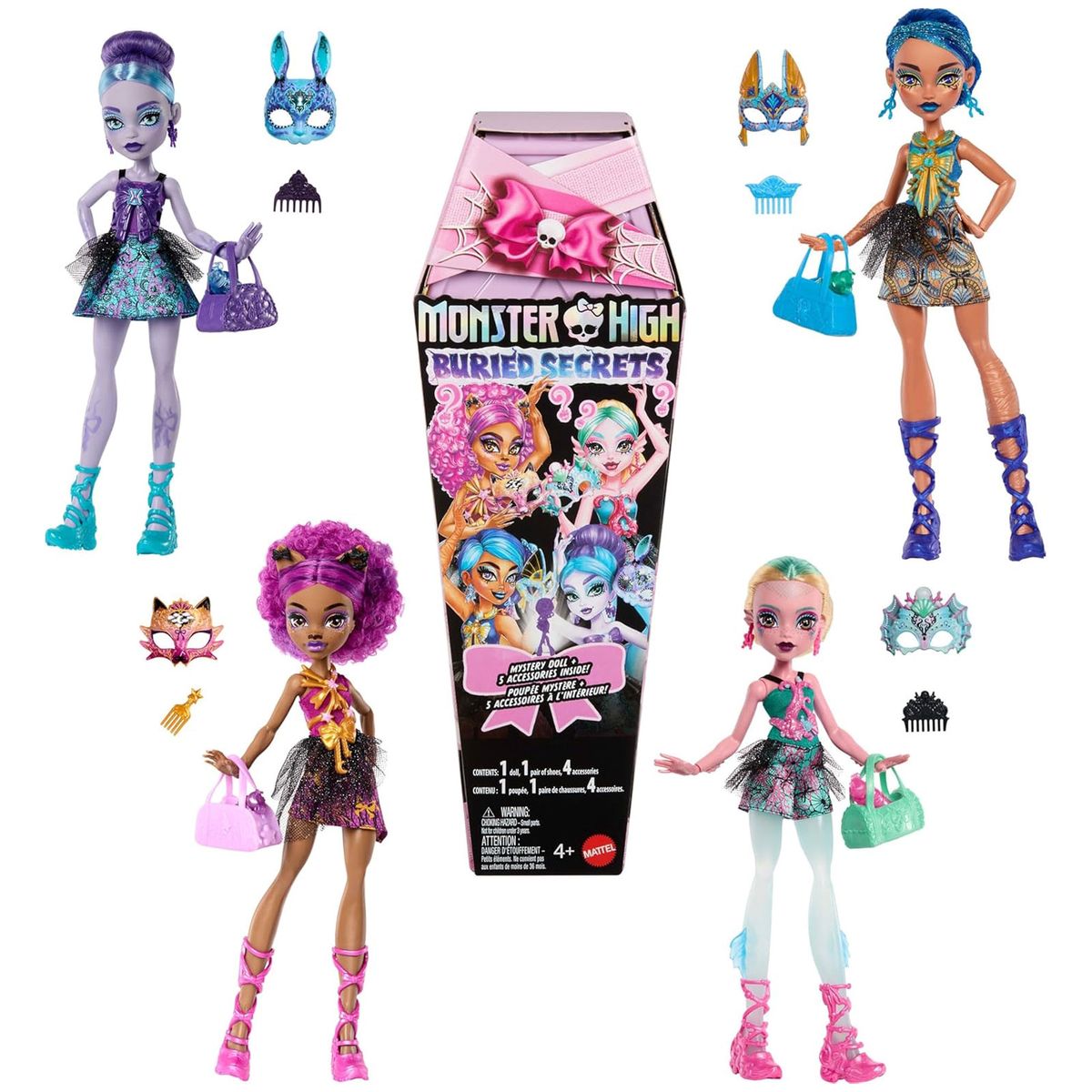 Mattel HYV64 sort. - Monster High - Buried Secrets - 1 Mystery Puppe und 5 Zubeh&ouml;rteile (verschiedenen Modelle) - Bild 1