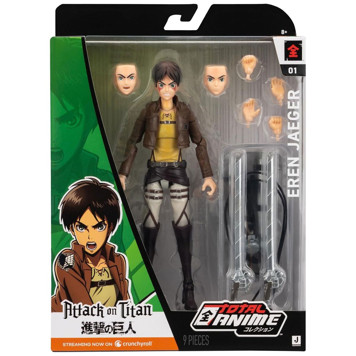 Jazwares KAZ0006 - Total Anime - Attack on Titan - Eren Jaeger Actionfigur mit austauschbaren K&ouml;rperteilen, ca. 17 cm - Bild 1