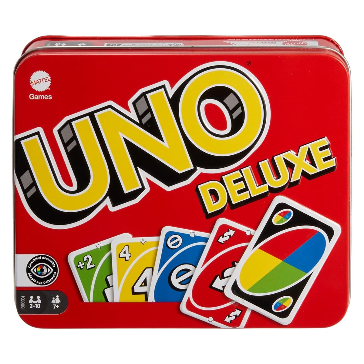 Mattel K0888-1 - Mattel Games - UNO Deluxe, Kartenspiel in Metall-Box mit barrierefreier Farbgestaltung - Bild 1