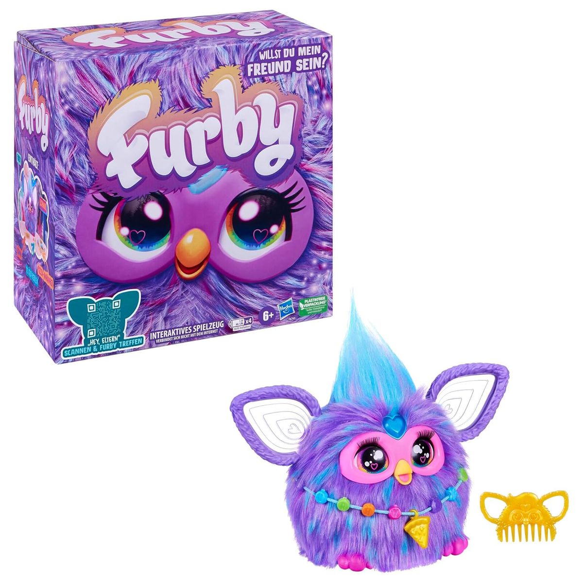 Hasbro F6743 - Furby - Interaktives Pl&uuml;schtier Lila &ndash; Spricht Deutsch &ndash; Reagiert auf Stimme &ndash; 600+ Reaktionen - Bild 1