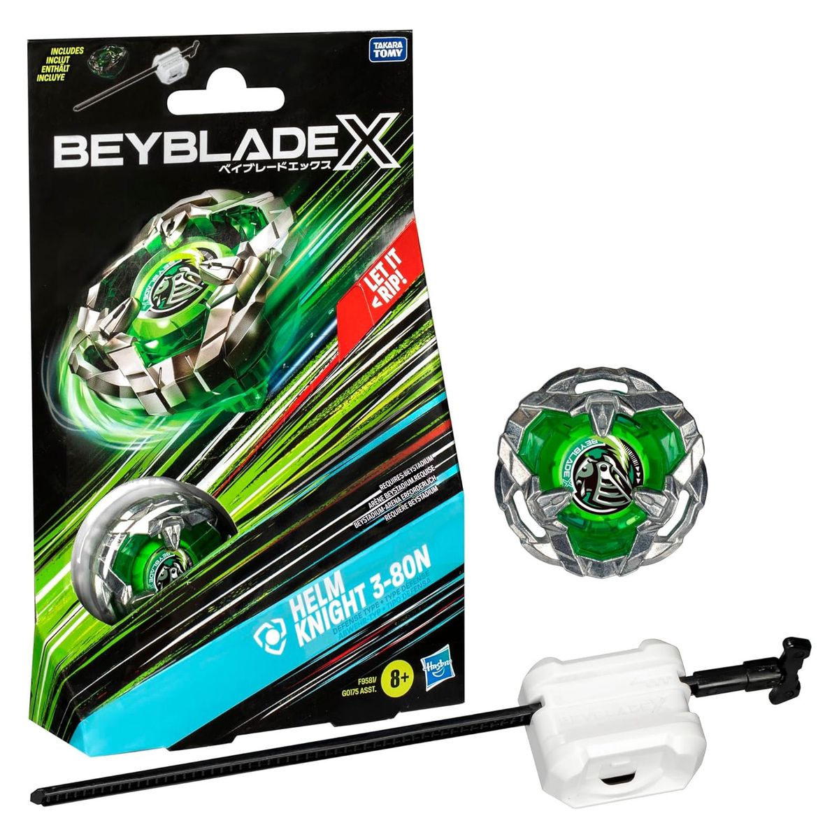 Hasbro F9581 - Beyblade X - Starter Pack &ndash; Helm Knight 3-80N &ndash; Abwehr-Kreisel mit Launcher - Bild 1