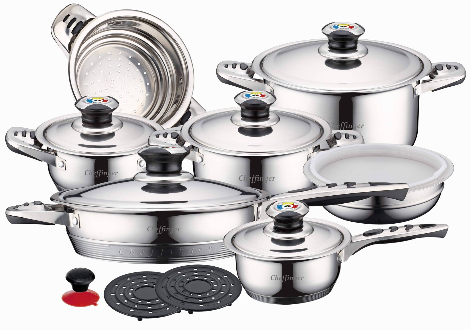 Cheffinger 16-Teilig Kochtopf Set Kochtöpfe Topf Kochtopfset Edelstahl | 04255698240450