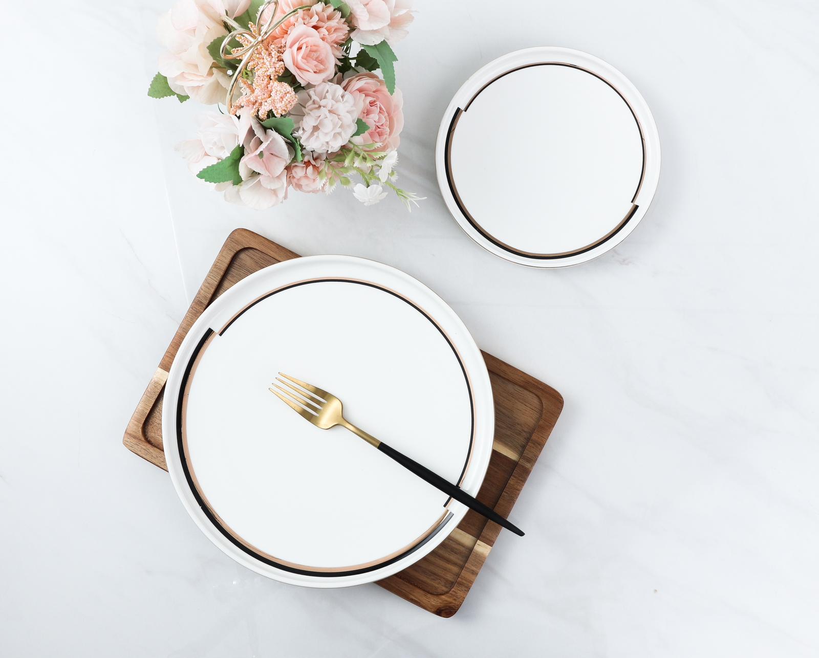 2-Teilig Porzellan Teller Geschirr Set Muster Tafelservice Motiv 1 - Bild 1