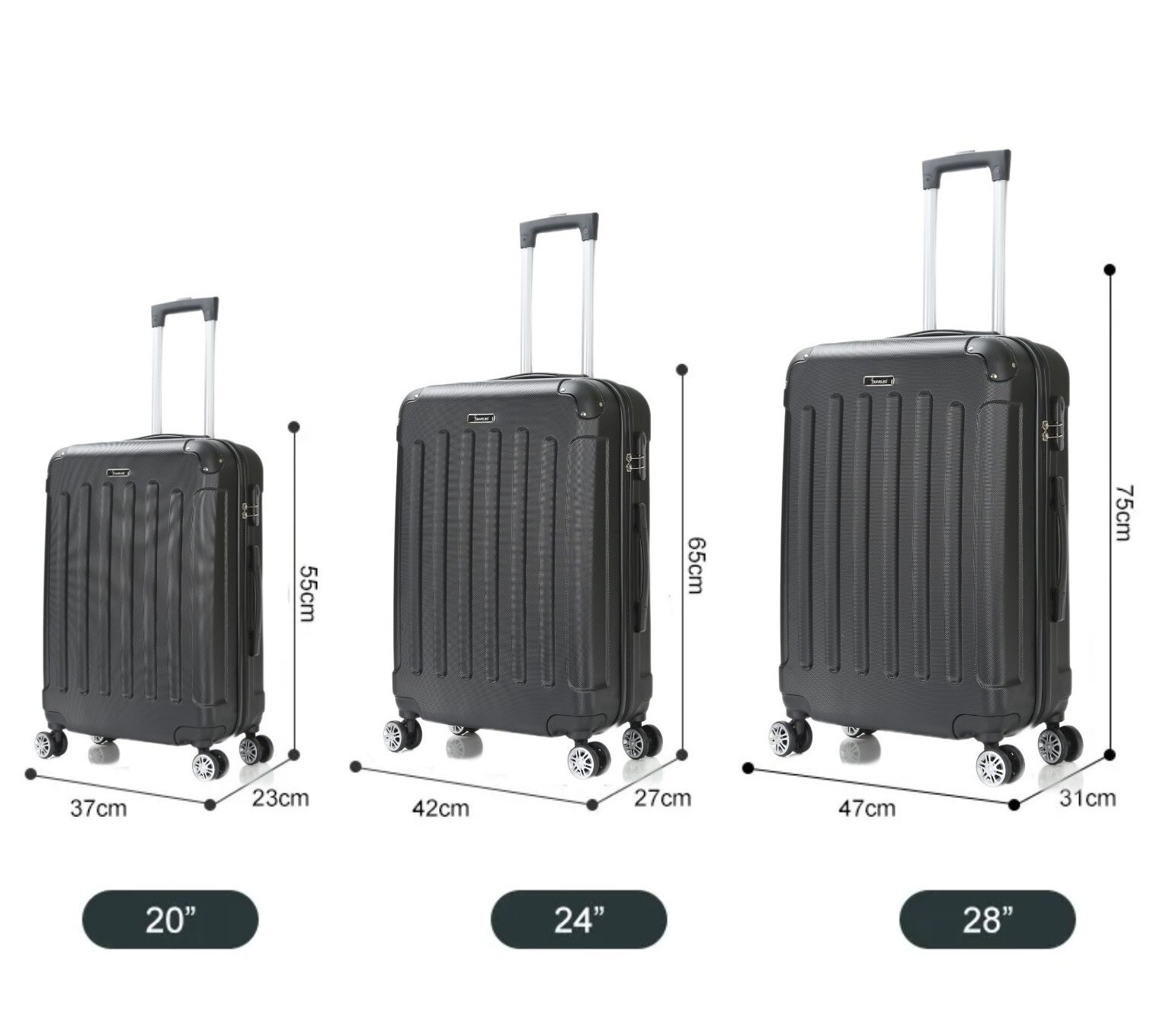 Reisekoffer Koffer 3 tlg Hartschale Trolley Set - Bild 1