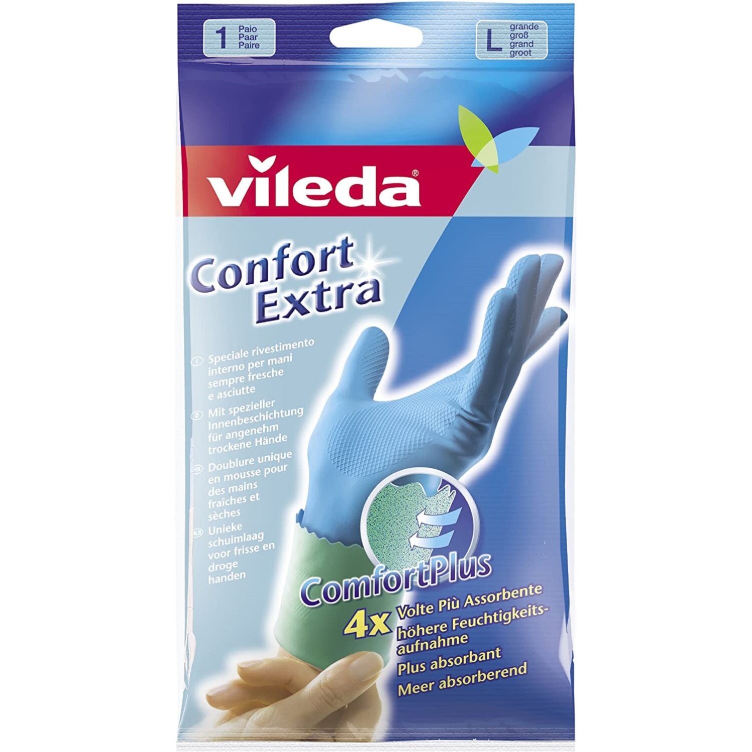 Vileda 119421 Haushaltshandschuhe, Aluminium, L (2er Pack) - Bild 1