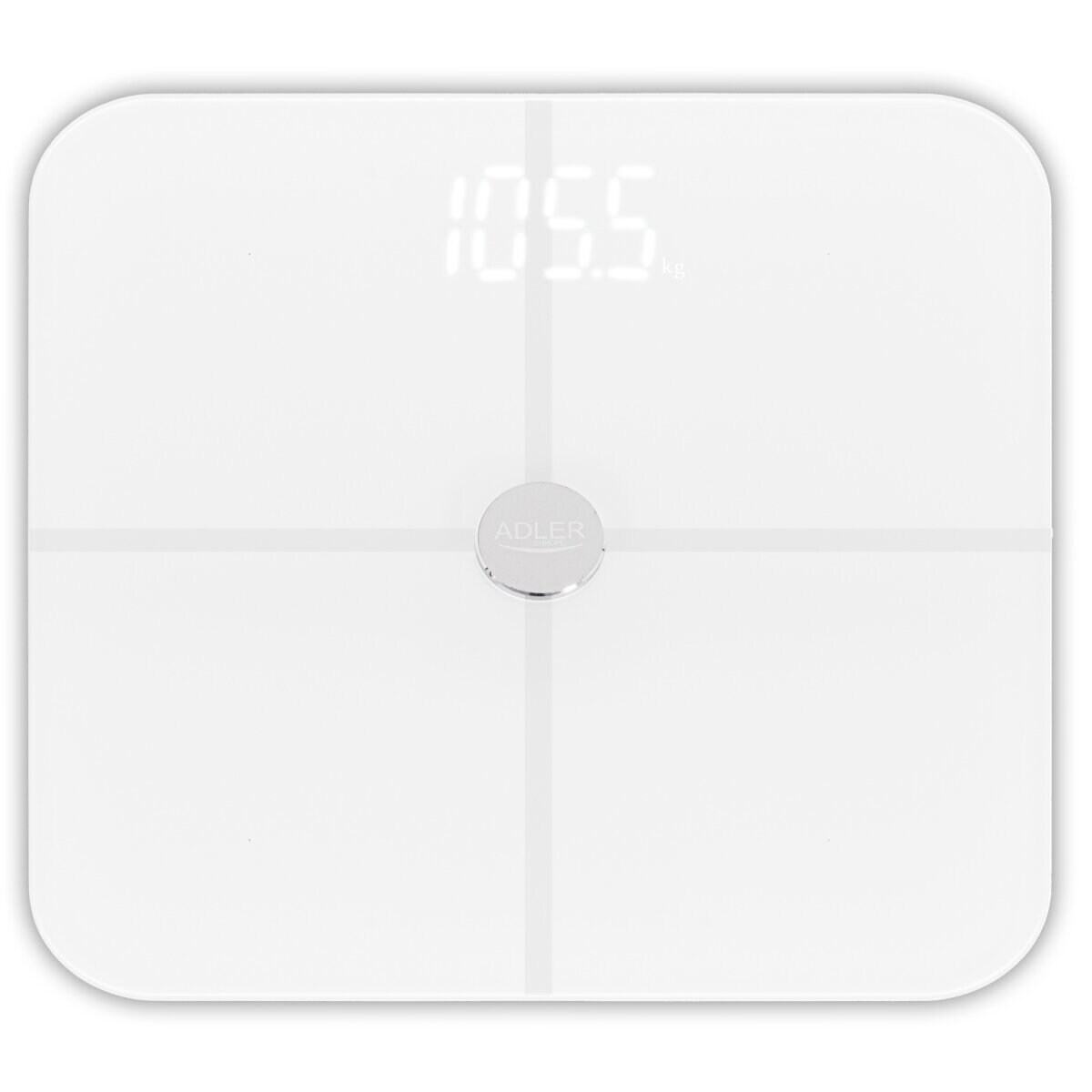 Adler AD 8187 Personenwaage mit Körperanalyse mit App, bis 180 kg, Weiß | 05905575903846