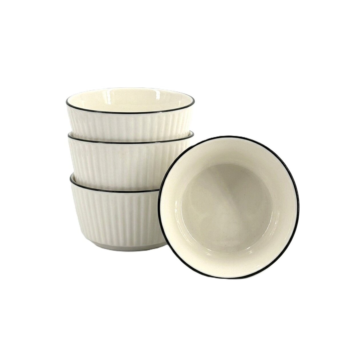 Dessertschalen aus hochwertigem Porzellan mit elegantem Rillendesign - Bild 1