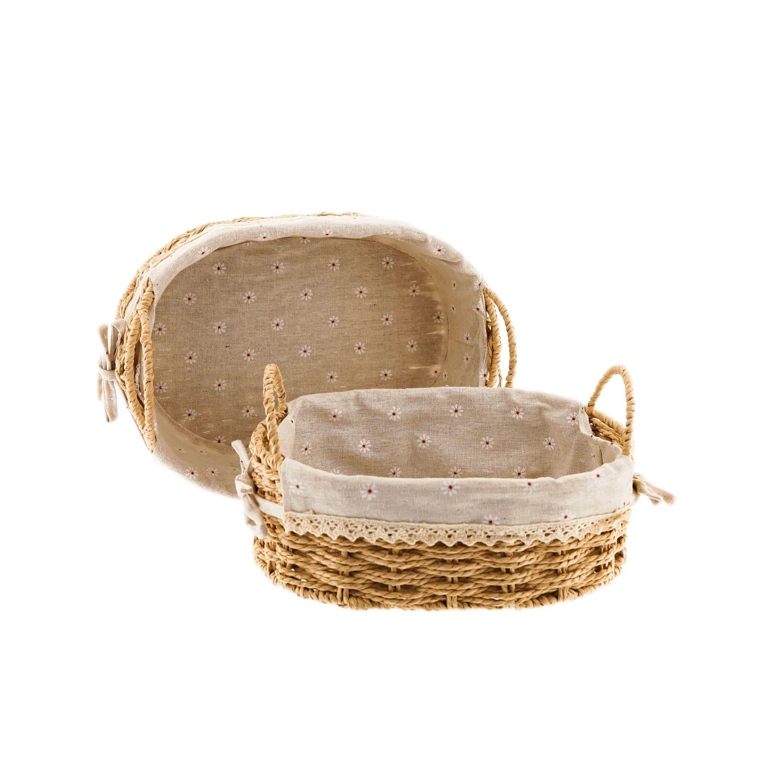 2-teiliges Brotkorb-Set mit Blumenmuster - Bild 1