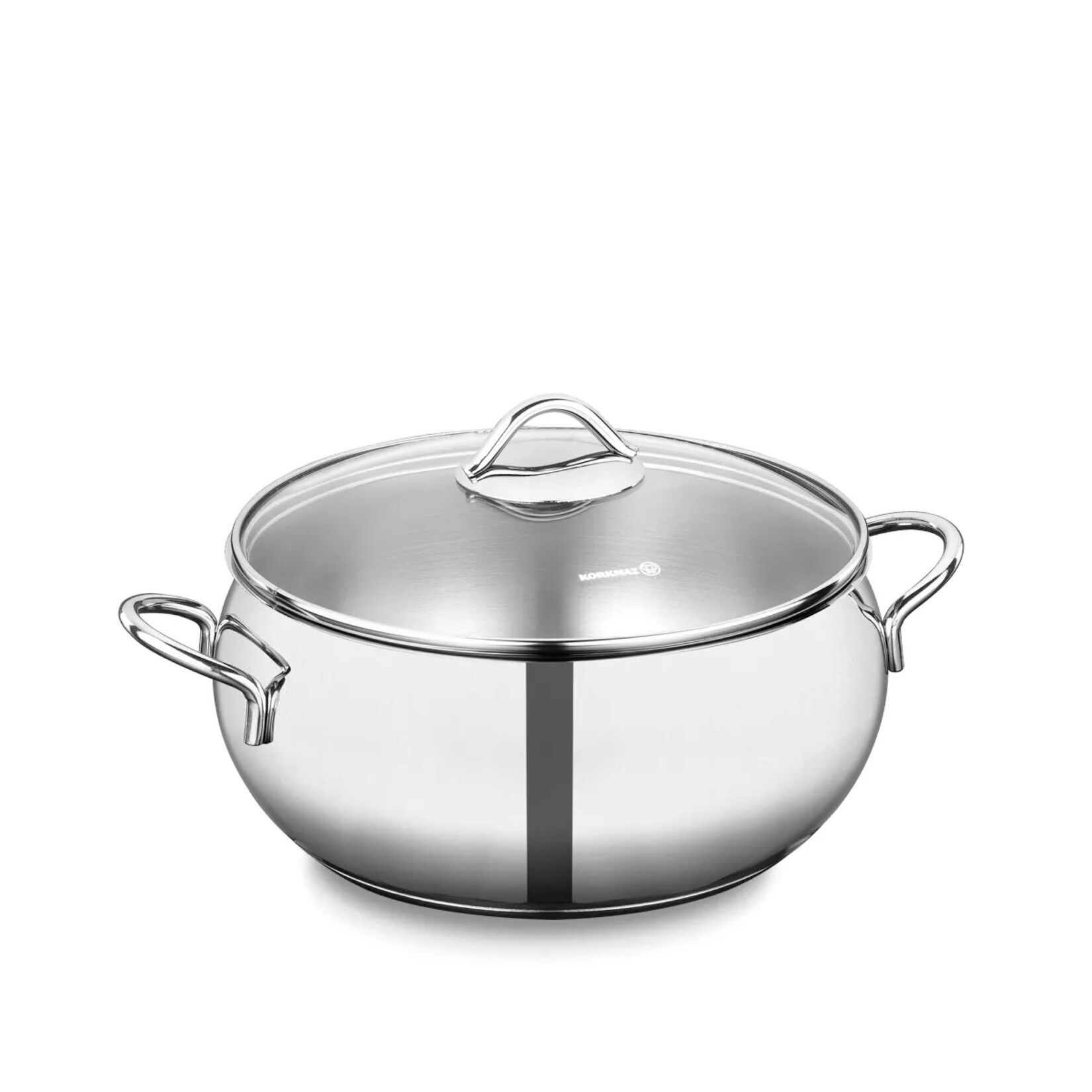 Korkmaz Tombik Edelstahl-Kochtopf Ø 26 cm – 7,1 Liter mit Glasdeckel | 08691607010763