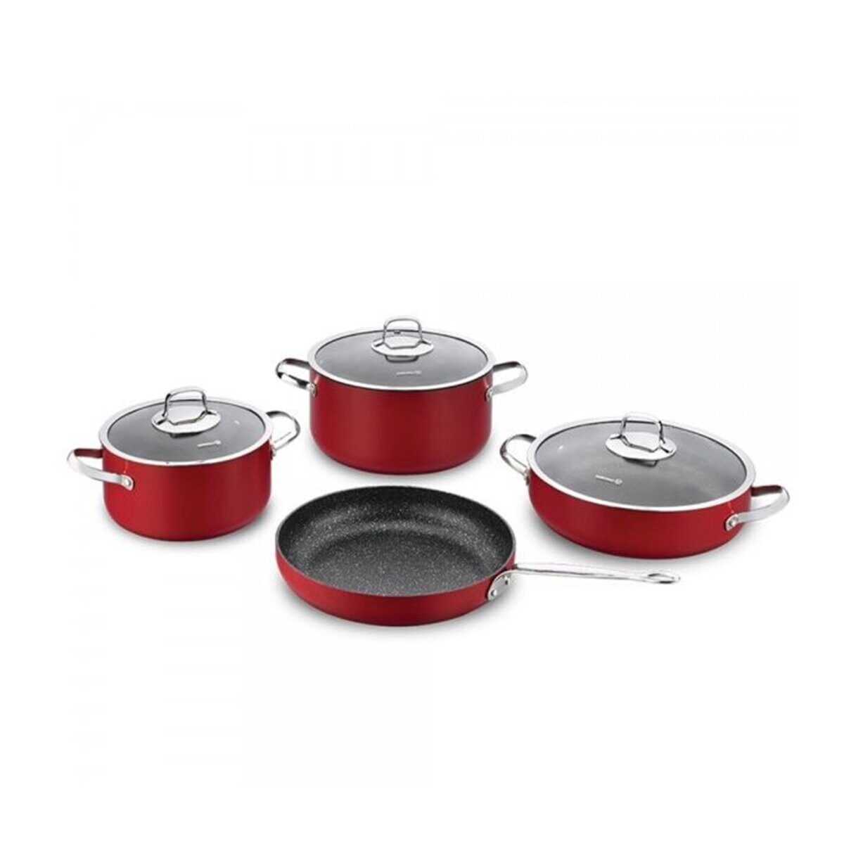 Korkmaz Zeta Kochgeschirr-Set mit Glasdeckel – 7-teilig mit Antihaftbe | 08691607018776