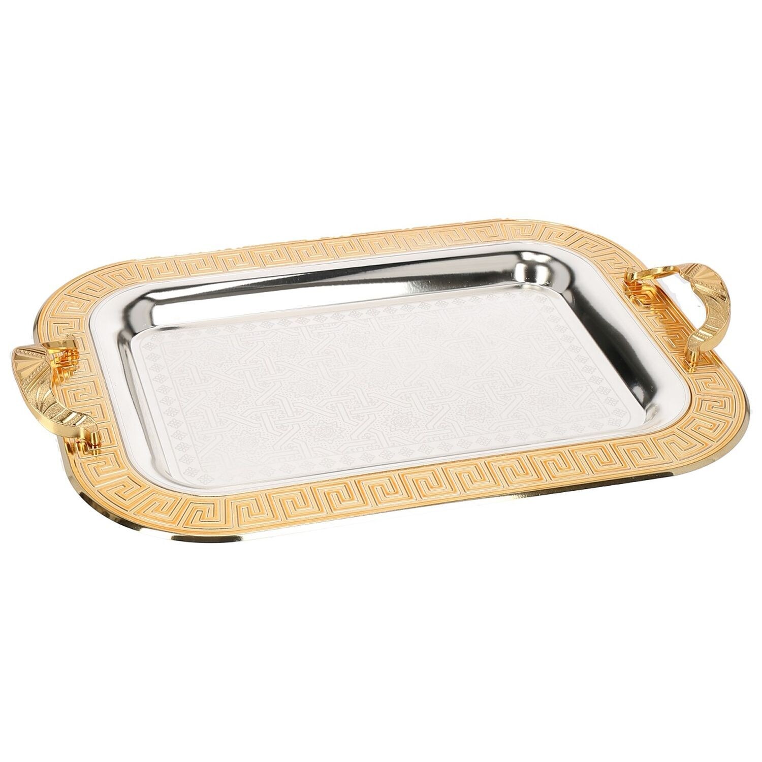 2-Teilig  Metallbrett Servierttablett Motiv 1 Silber | 04252021382207