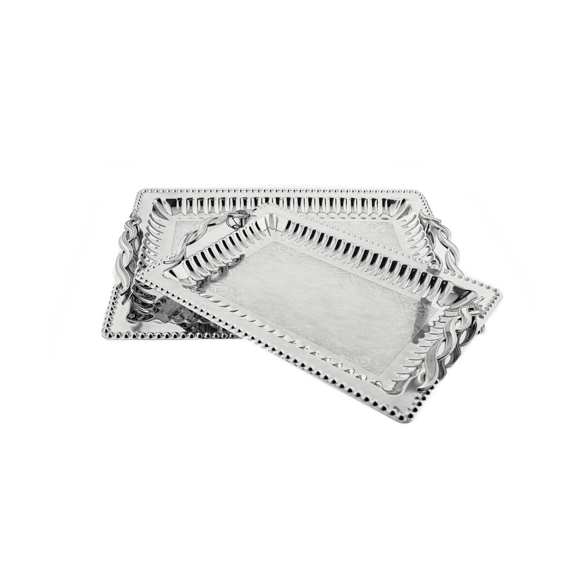 Serviertablett aus hochwertigem 18/10-Edelstahl – 2er Set | 04255829564103