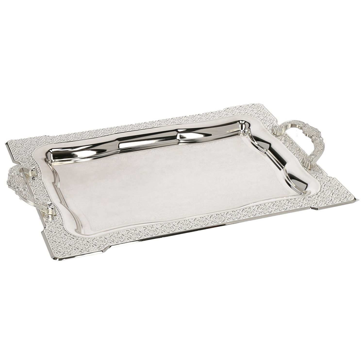2-Teilig  Metallbrett Servierttablett Motiv 5 Silber - Bild 1