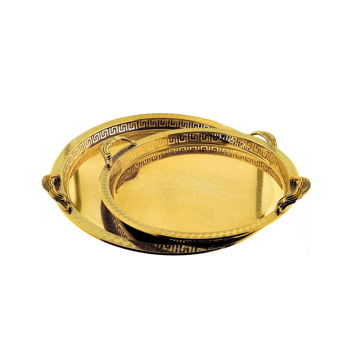 Edles 2er-Set Serviertabletts mit eleganten Griffen | 04255829530405