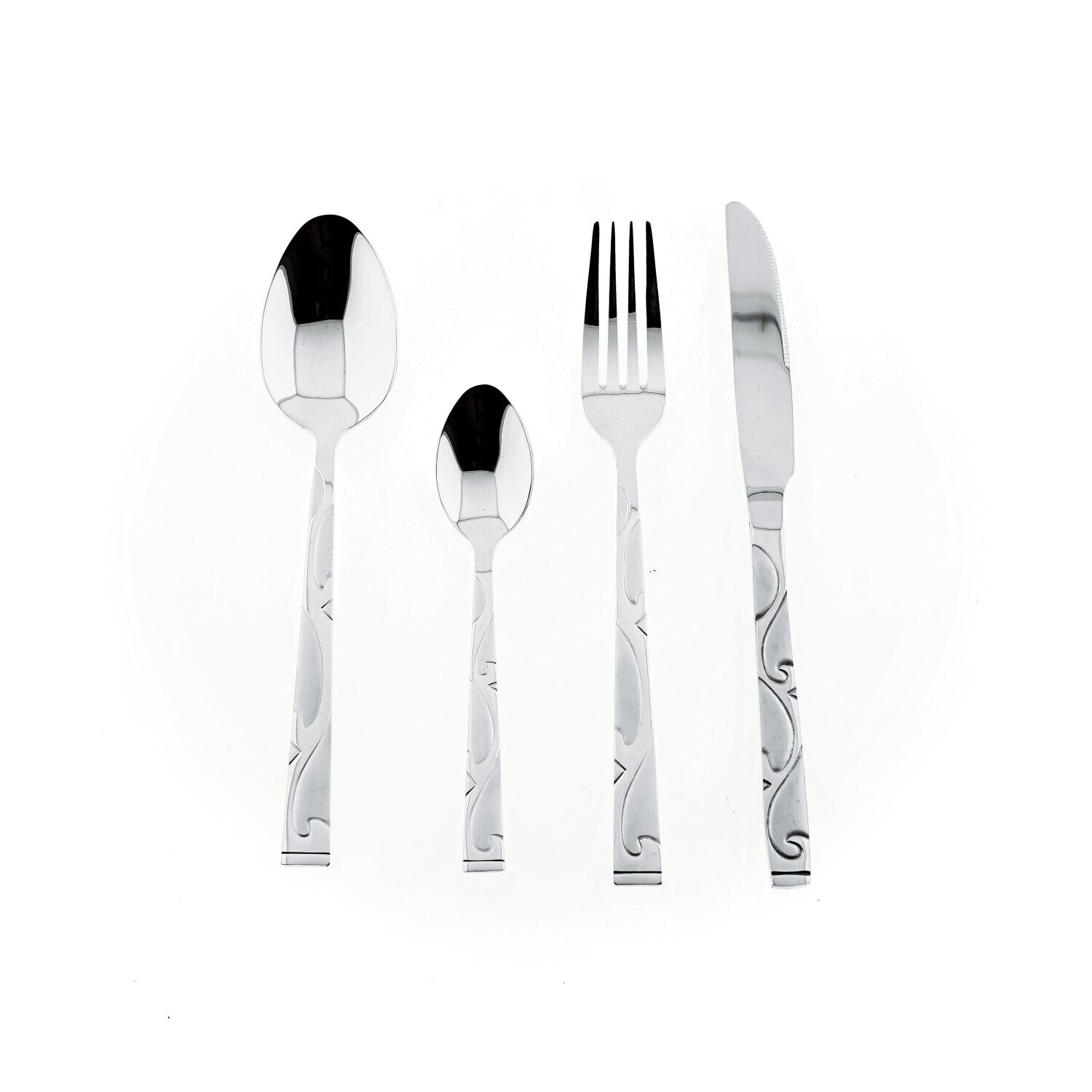 Almina 84 teiliges Besteckset mit Muster Essbesteck Edelstahl 18/10 | 04255698236477