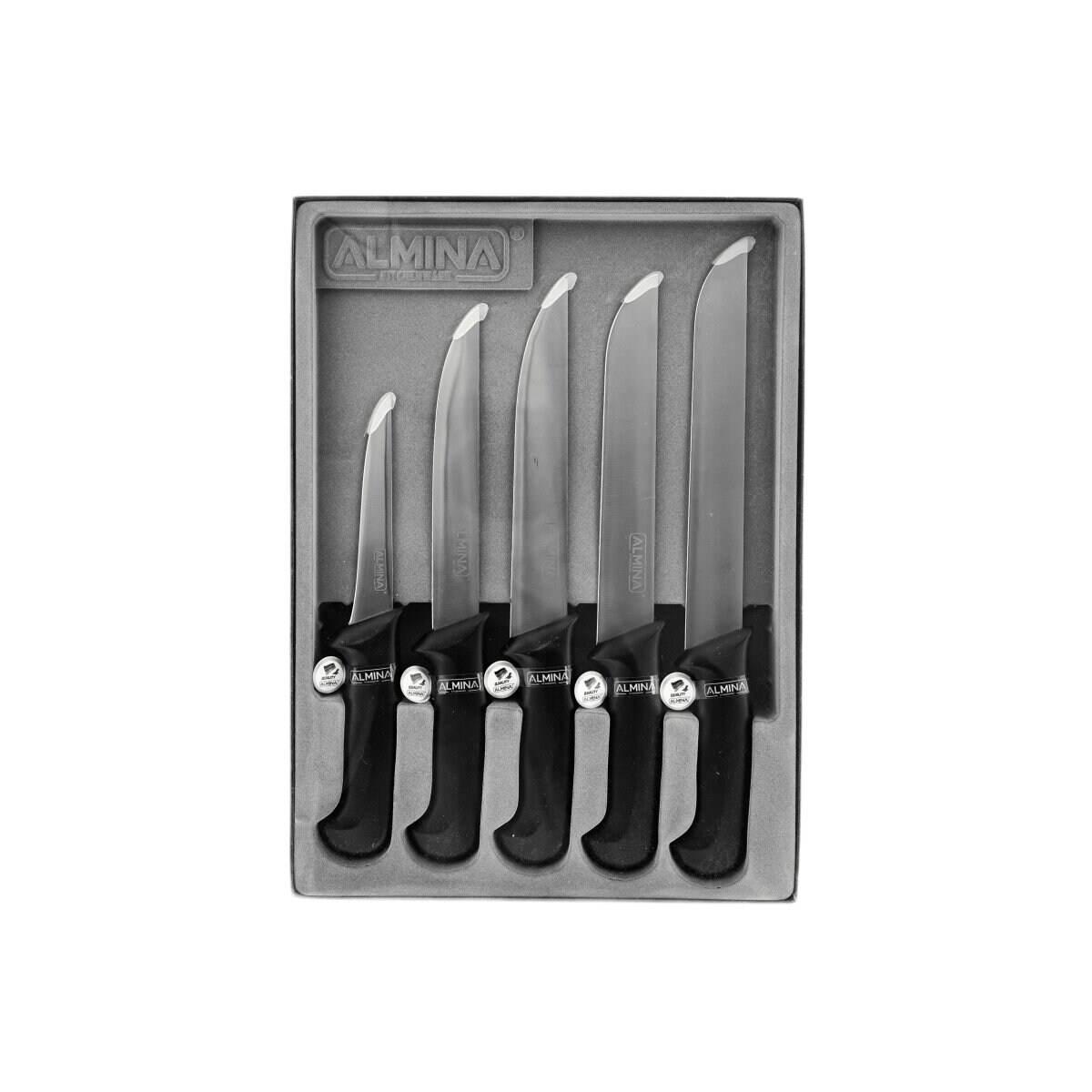 5-teiliges Messer-Set in Schwarz ideal zum Schneiden, Stechen | 04255829560006