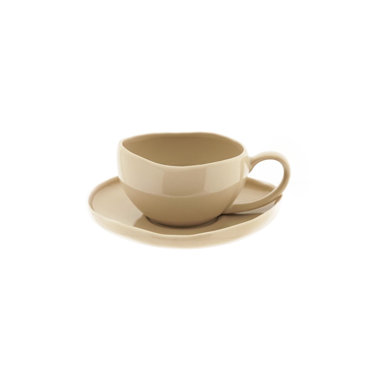 Wave Biscuit Kaffeetassen mit Untertellern - 12-teiliges-Set,