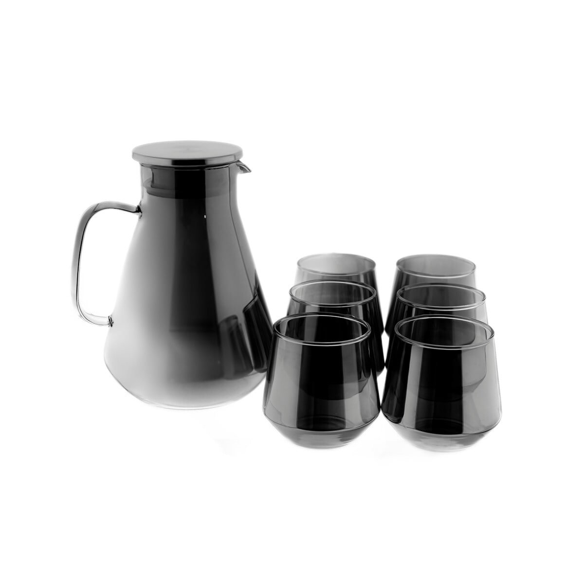 7-teiliges Karaffen-Set aus hochwertigem Borosilikatglas mit Deckel & - Bild 1