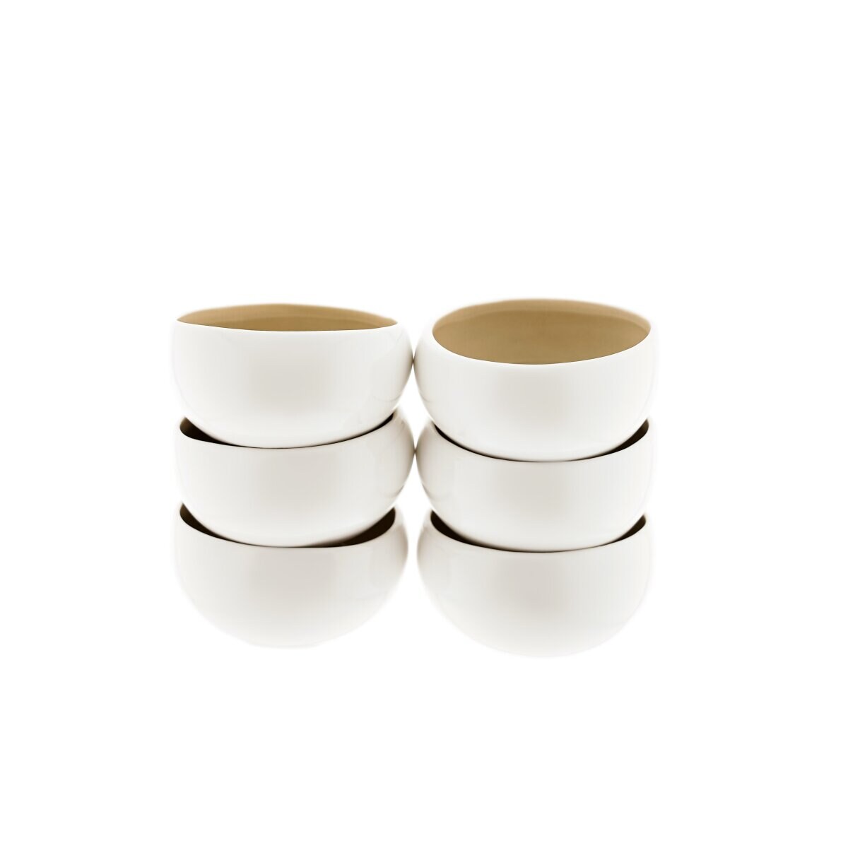 Wave Cream 6er-Set Dipschalen aus hochwertigem Porzellan - 8,5 x 4 cm