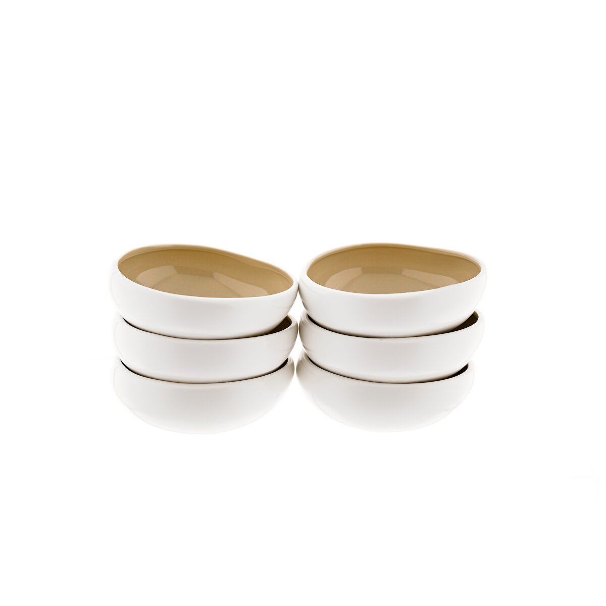 Wave Cream 6er-Set M&uuml;slischalen aus hochwertigem Porzellan - 12 x 4,5 cm - Bild 1