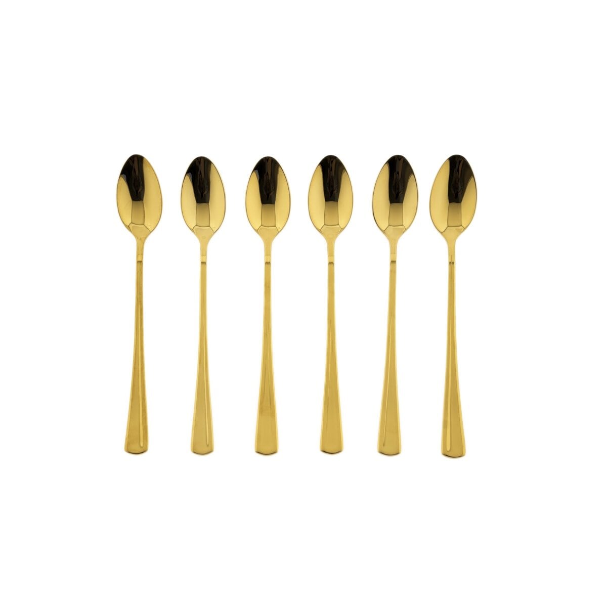Longdrinkl&ouml;ffel aus hochwertigem Edelstahl, 19 x 3 cm - 6er Set, Gold - Bild 1
