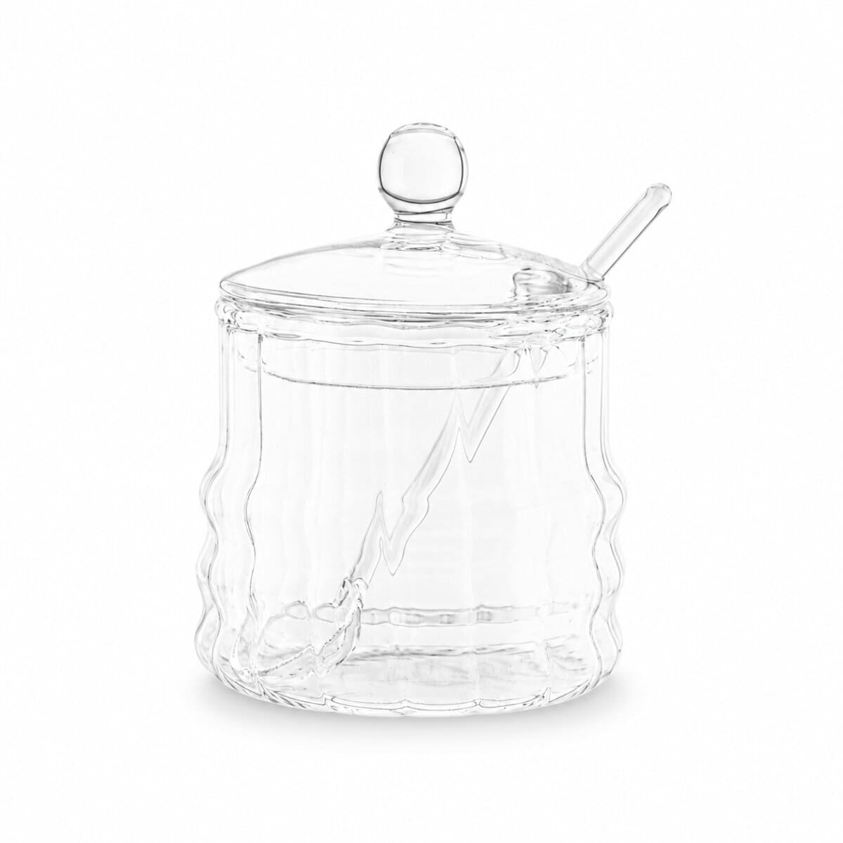 Glasdose mit L&ouml;ffel, 200 ml - Beh&auml;lter f&uuml;r Zucker, Gew&uuml;rze & - Bild 1