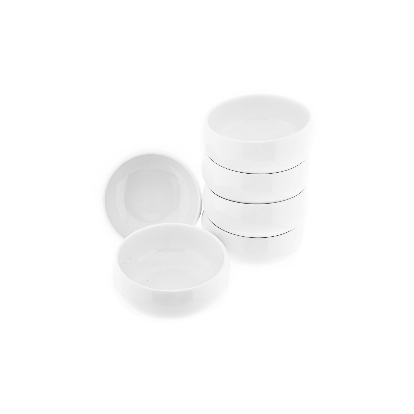 Belicia 6er Schalen Set aus Porzellan in Weiß Hochglanz Rund für Snacks, Desserts oder Müsli